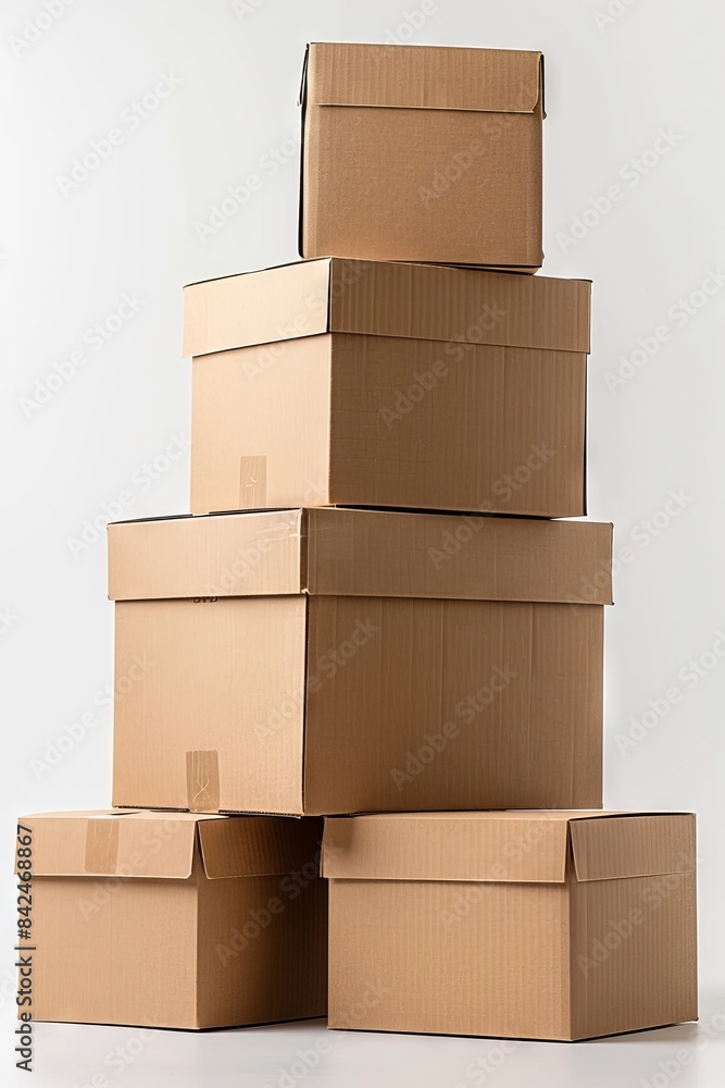 Stack of Cardboard Boxes on White Background Stack of Cardboard Boxes on White Background