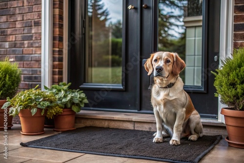 Wallpaper Mural Animal care. The puppy sits patiently at the front door, looking forward to his master and walking with him. Torontodigital.ca