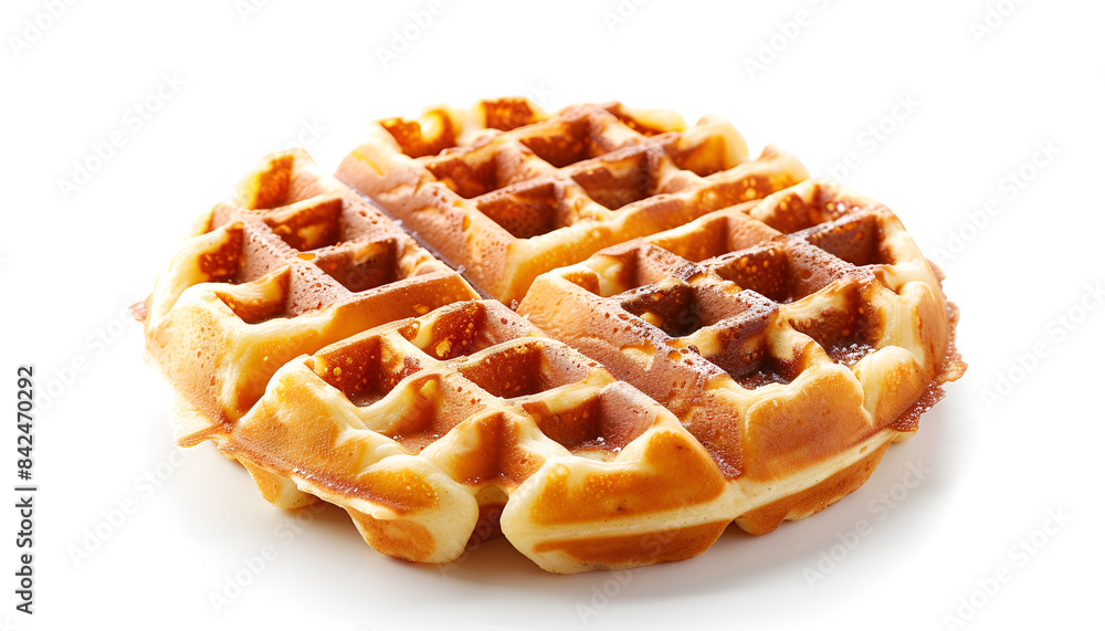 One tasty Belgian waffle isolated on white One tasty Belgian waffle isolated on white