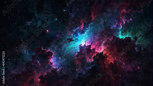 Neon Nebula high resolution 13k background for sci fi and gaming related content. 2d style photo
