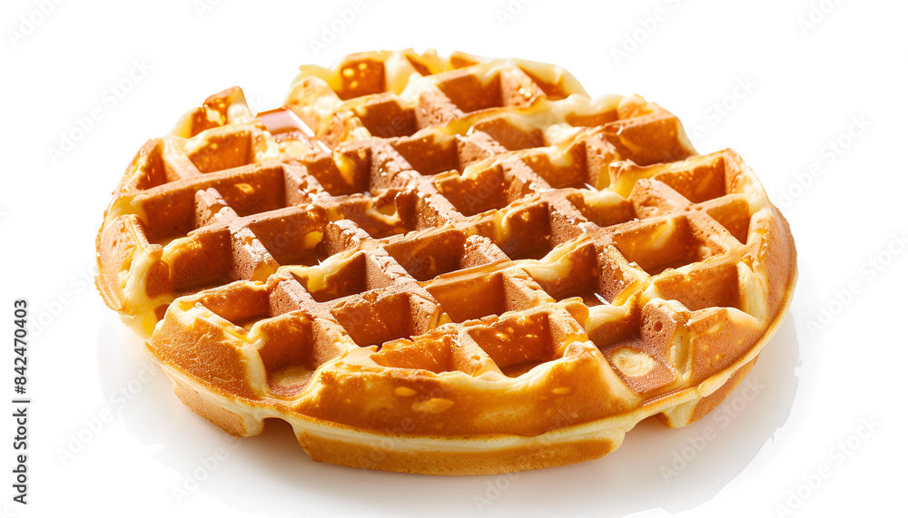 One tasty Belgian waffle isolated on white One tasty Belgian waffle isolated on white