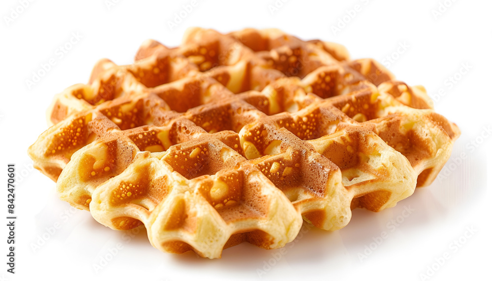 One tasty Belgian waffle isolated on white One tasty Belgian waffle isolated on white