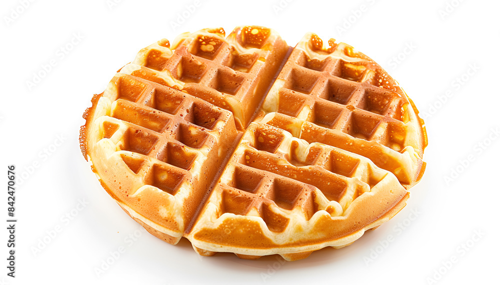 One tasty Belgian waffle isolated on white One tasty Belgian waffle isolated on white