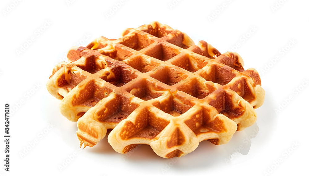 One tasty Belgian waffle isolated on white One tasty Belgian waffle isolated on white