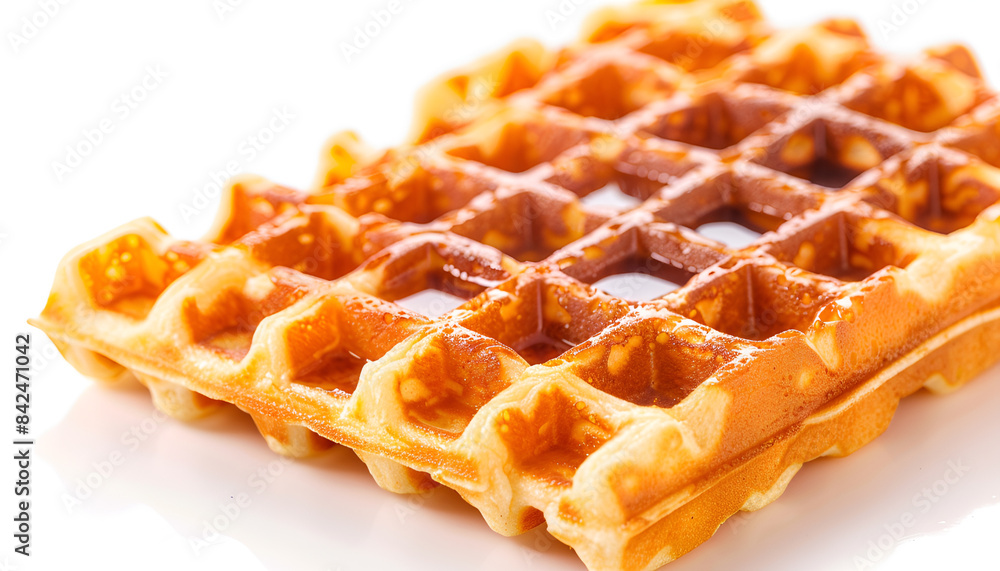 One tasty Belgian waffle isolated on white One tasty Belgian waffle isolated on white