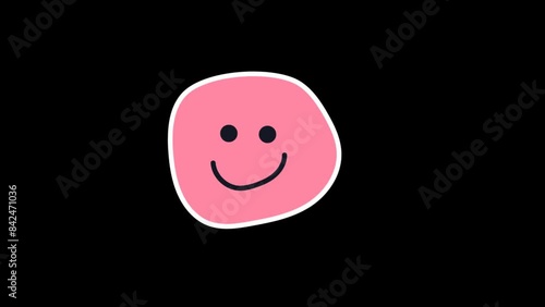 emoticon cute face vintage cartoon style animation on transparent background