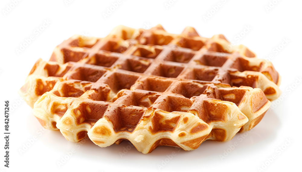 One tasty Belgian waffle isolated on white One tasty Belgian waffle isolated on white