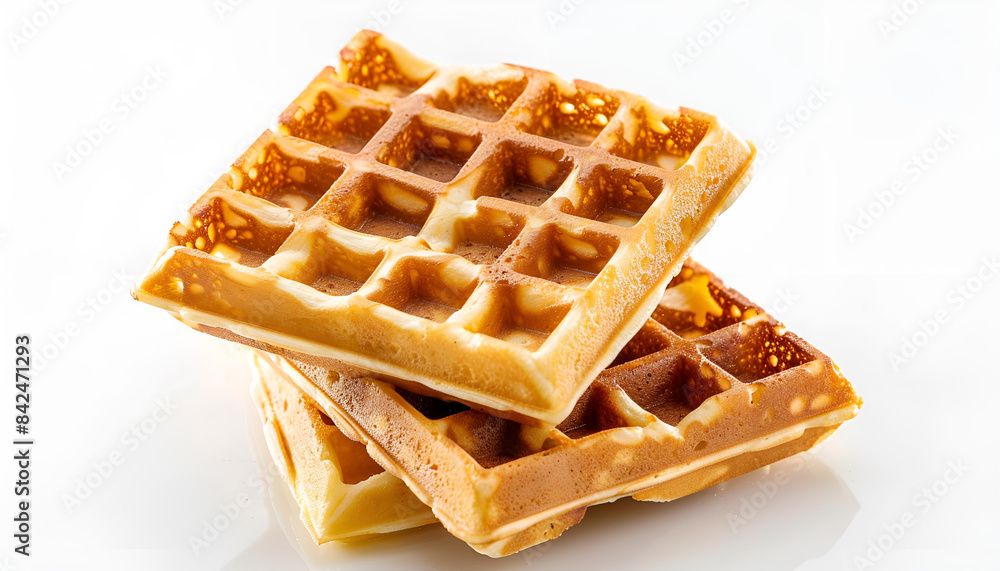 One tasty Belgian waffle isolated on white One tasty Belgian waffle isolated on white