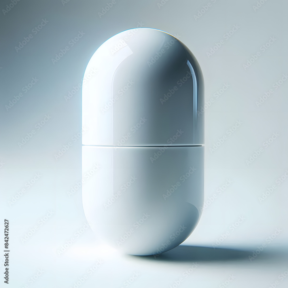Close-up white capsule with isolated - white background Close-up white capsule with isolated - white background