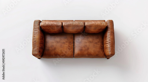 modern sofa, on isolated white background, top view