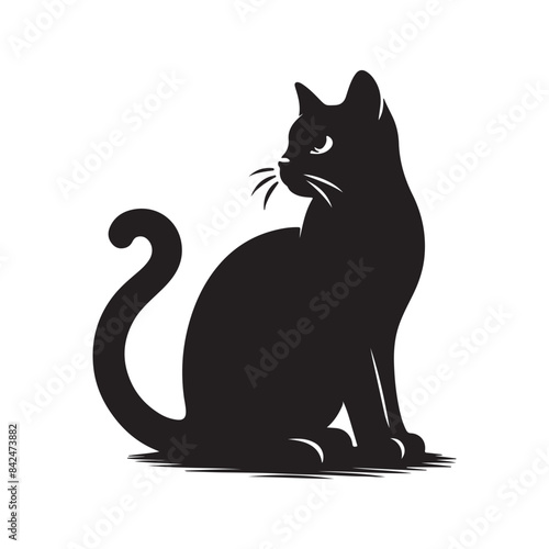 Wallpaper Mural vector silhouette black cat in white background Torontodigital.ca