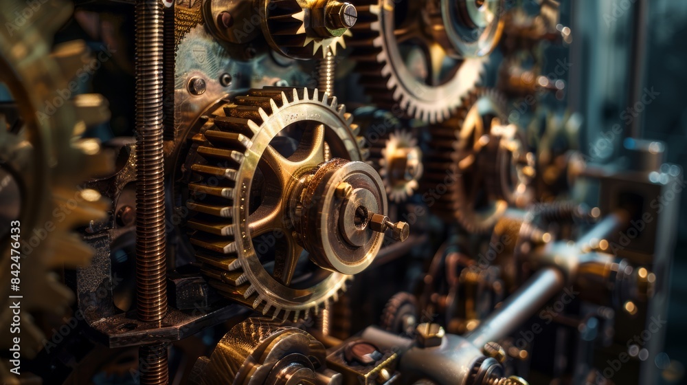 Sparkling Gear System : A detailed view of a complex gear system. Sparkling Gear System : A detailed view of a complex gear system.