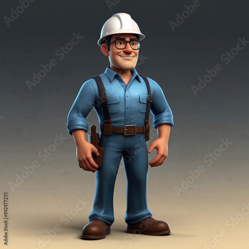 Engineer Character, Cute 3D Machine Engineer Character Clipart, 3D Animation Cartoon Style