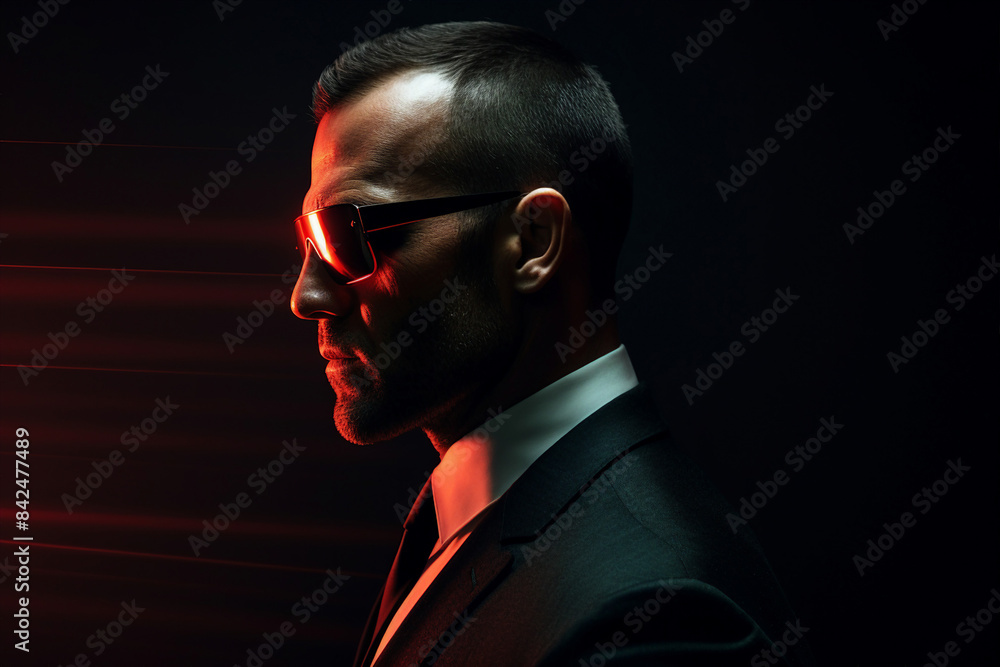 Fototapeta premium Creative AI generated picture vintage spy movie style secret agent person at work