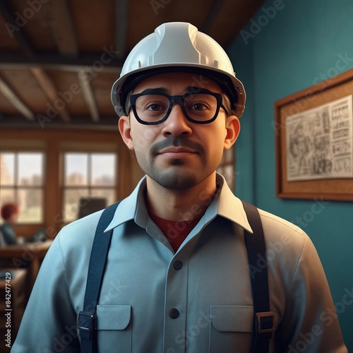 Engineer Character, Cute 3D Machine Engineer Character Clipart, 3D Animation Cartoon Style