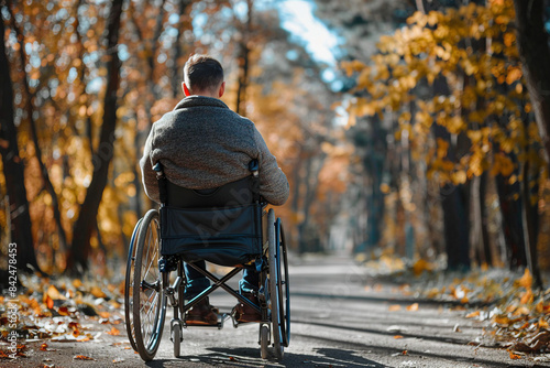 Wallpaper Mural Generated by AI illustration of disabled man woman person using wheelchair on city nature park outdoors disability insurance Torontodigital.ca