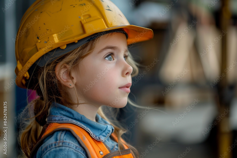 AI generated picture of small cute child wearing helmet and costume like an adult AI generated picture of small cute child wearing helmet and costume like an adult