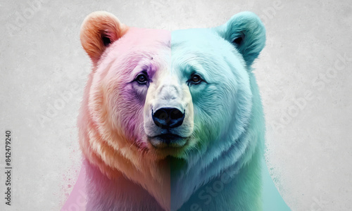 Fantasy Illustration of a wild animal bear. Digital art style wallpaper background.