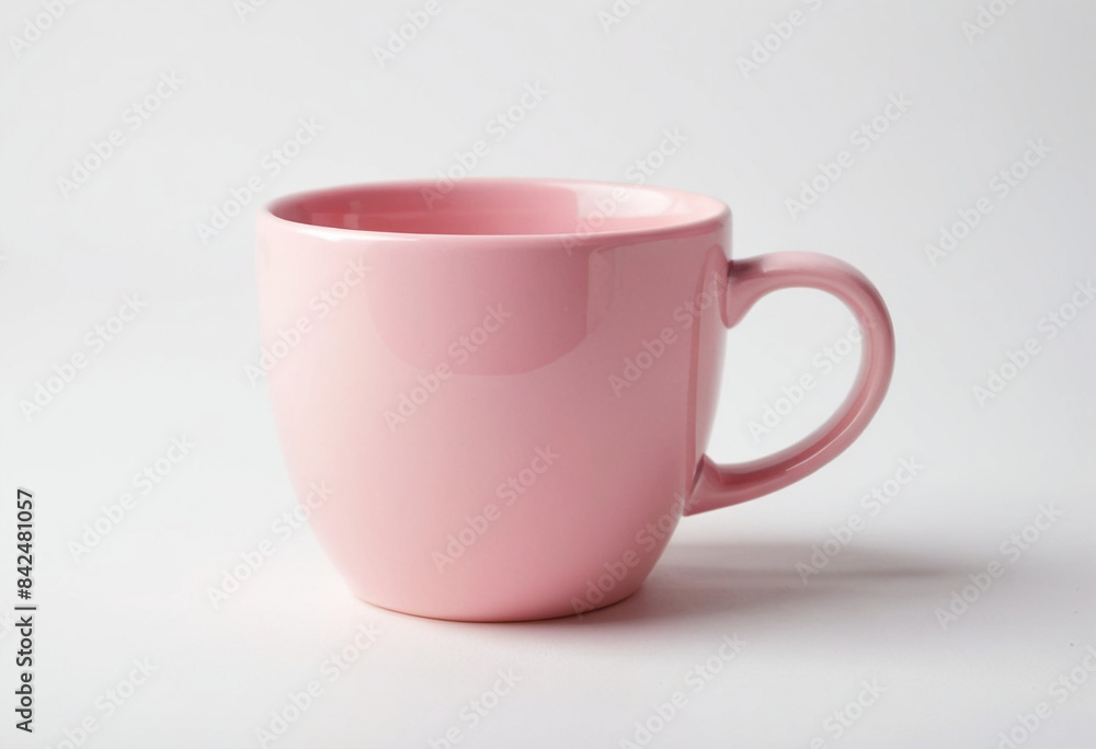 completely empty pink mug isolated on white background, isolated on a white background in advertising photography completely empty pink mug isolated on white background, isolated on a white background in advertising photography