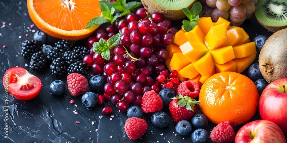 Colorful fruits and vegetables in an anticancer diet boost immune system. Concept Nutrition, Anticancer Diet, Immune System, Colorful Fruits, Colorful Vegetables Colorful fruits and vegetables in an anticancer diet boost immune system. Concept Nutrition, Anticancer Diet, Immune System, Colorful Fruits, Colorful Vegetables
