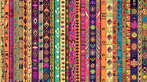 Charming vector design of scrapers with retro-inspired patterns and vibrant colors.