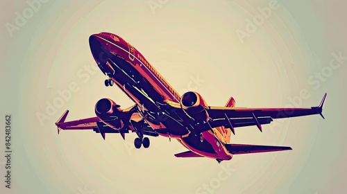 A sleek vector artwork of a modern passenger plane, featuring intricate details and contemporary design elements.