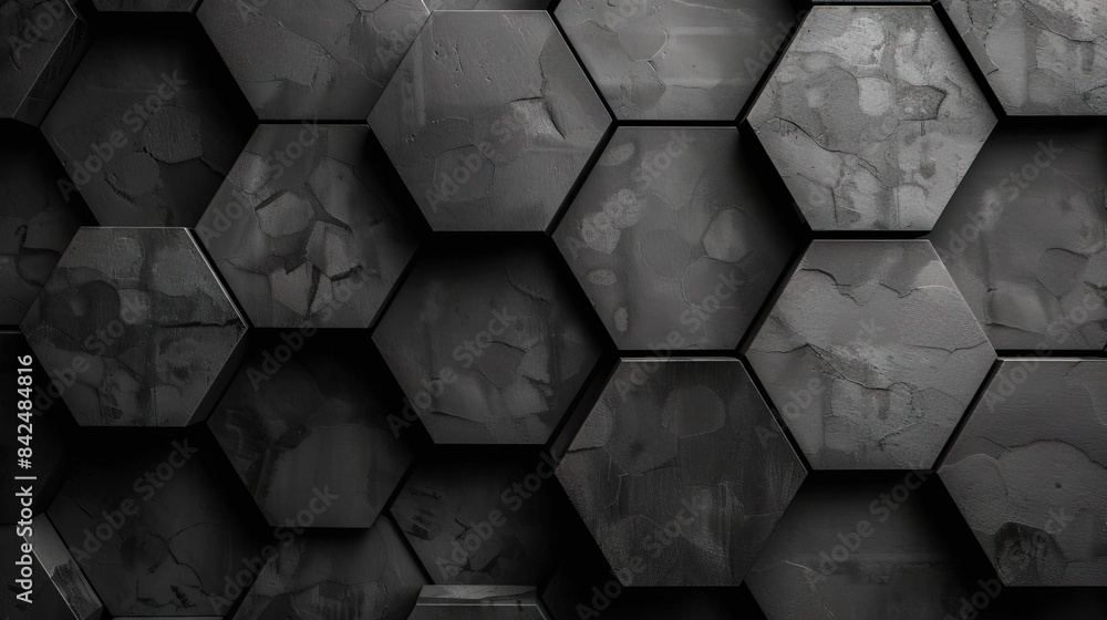 Black and gray wall with hexagonal shapes Black and gray wall with hexagonal shapes