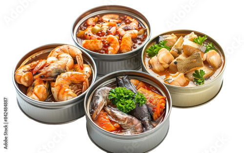 Indulgent Canned Seafood Selections for Epicurean Delight Isolated on Transparent Background © Tayyab Imtiaz