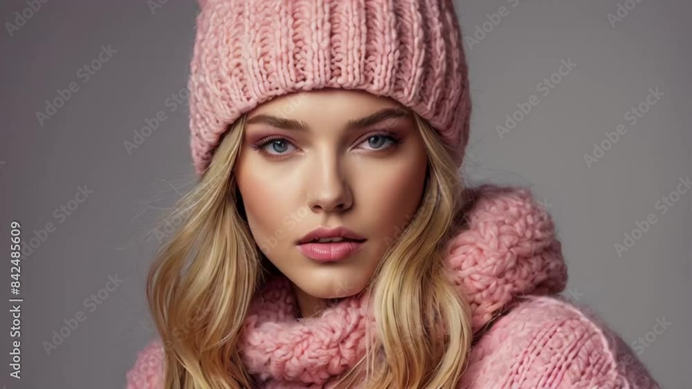 Beautiful girl in a hat and sweater studio Beautiful girl in a hat and sweater studio