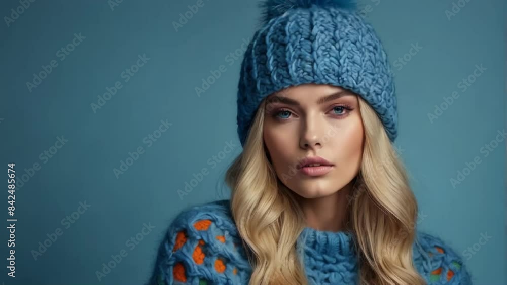 Beautiful girl in a hat and sweater studio Beautiful girl in a hat and sweater studio
