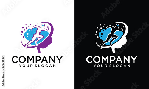 Creative Brain design logo and human running vector logo design