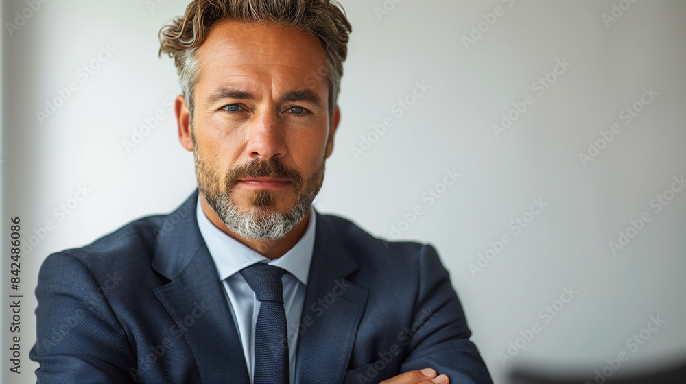 Portrait of a professional businessman on white studio background stock image. Middle-aged handsome businessman exuding leadership. Portrait of a professional businessman on white studio background stock image. Middle-aged handsome businessman exuding leadership.