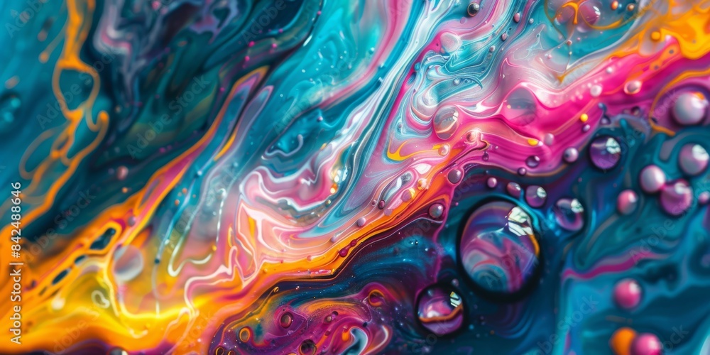 Obraz premium Stunning neon liquid abstract art with vibrant fluid patterns in multiple colors for dynamic modern appeal