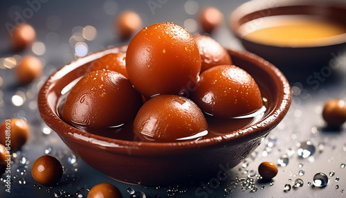 Delicious Gulab Jamun in bowl. Indian Dessert or Sweet Dish