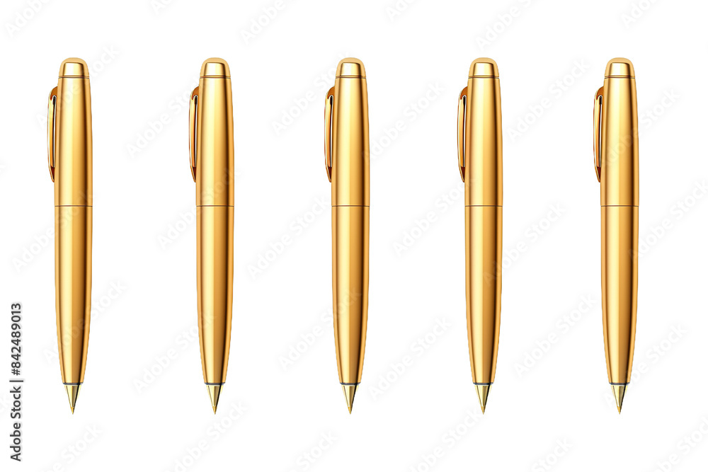 The Golden Quartet: Luxurious Pens on a Blank Canvas on White or PNG Transparent Background. The Golden Quartet: Luxurious Pens on a Blank Canvas on White or PNG Transparent Background.