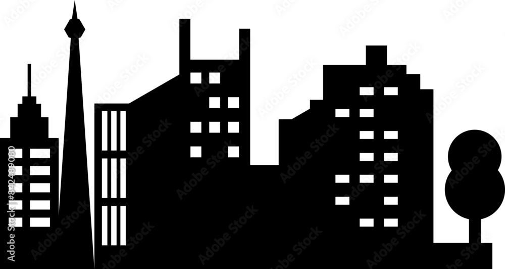 Obraz premium City Building Silhouette Vector