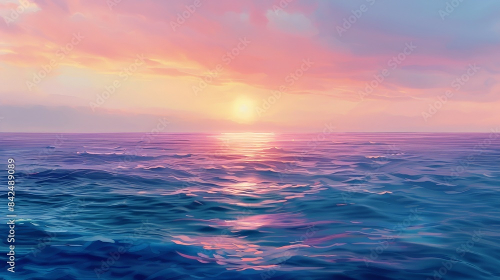 Sunset over a tranquil ocean Sunset over a tranquil ocean