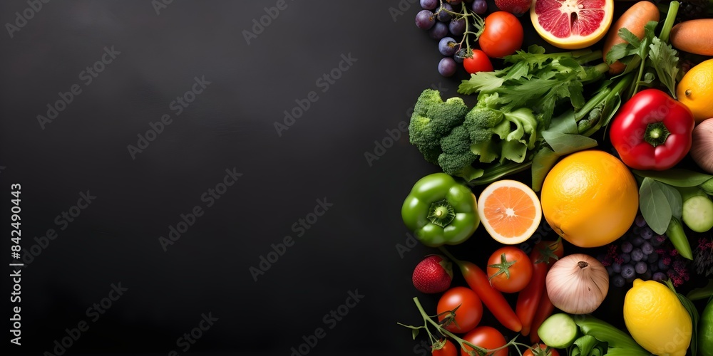 Assorted fruits and vegetables on flat lay background for keto diet. Concept Food Styling, Healthy Eating, Keto Diet, Nutrition, Fresh Produce Assorted fruits and vegetables on flat lay background for keto diet. Concept Food Styling, Healthy Eating, Keto Diet, Nutrition, Fresh Produce