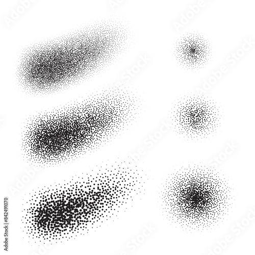 Dot background, round halftone texture elements, noise gradient dots pattern, half tone spray with copy space, spot fade vector illustration