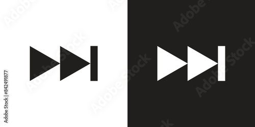 Fast forward black and white icon vector.