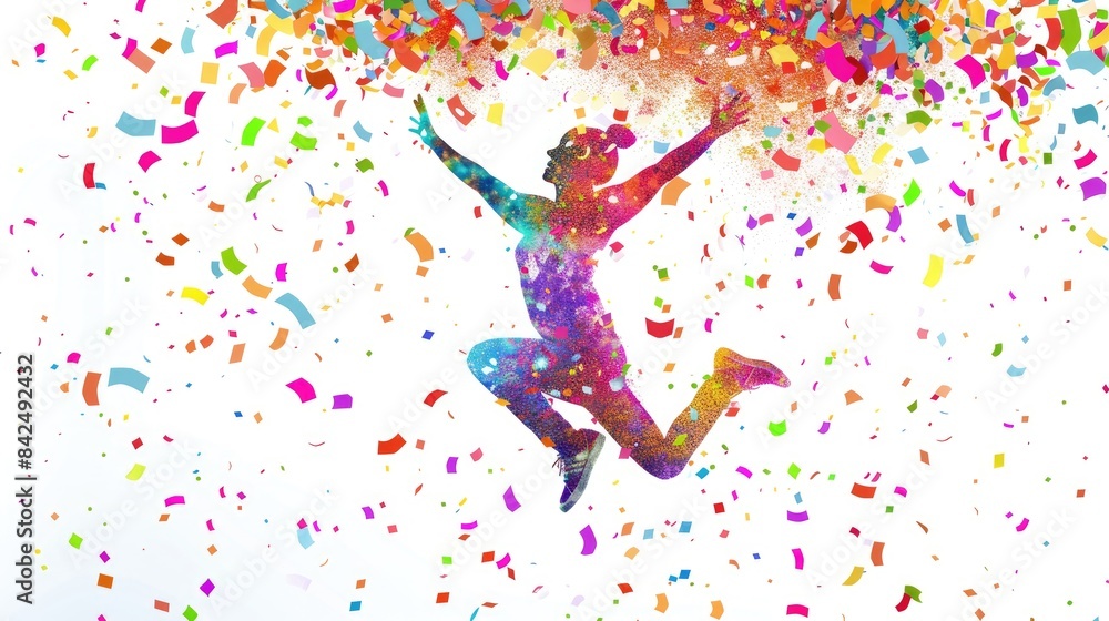 Joyful fragrance character leaping in celebration amidst colorful confetti charming artwork for t shirts stickers and logo embellishments Joyful fragrance character leaping in celebration amidst colorful confetti charming artwork for t shirts stickers and logo embellishments