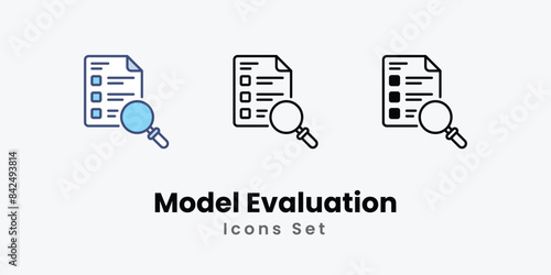 Model Evaluation icons vector set stock illustration
