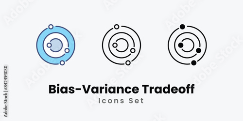Bias-Variance Tradeoff icons vector set stock illustration