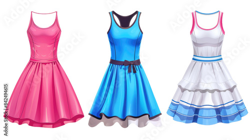 Stylish Tennis Dress Designs for Modern Athletes Isolated on Transparent Background