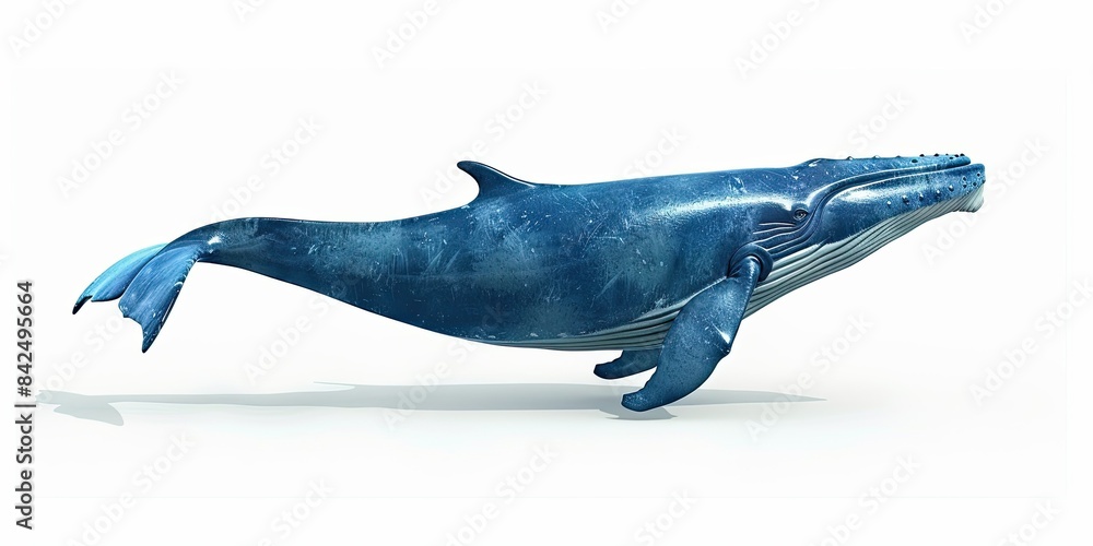beautiful big blue whale swimming on white background beautiful big blue whale swimming on white background