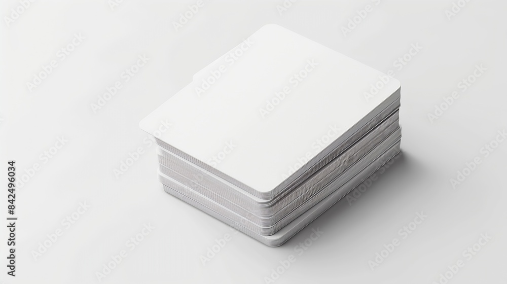 Stack of white blank credit cards mockup on white background : Generative AI Stack of white blank credit cards mockup on white background : Generative AI