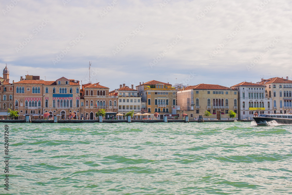Obraz premium Landscape of Venice views, concept of vacation in Italy. Old part of city center. Ideas for journey.