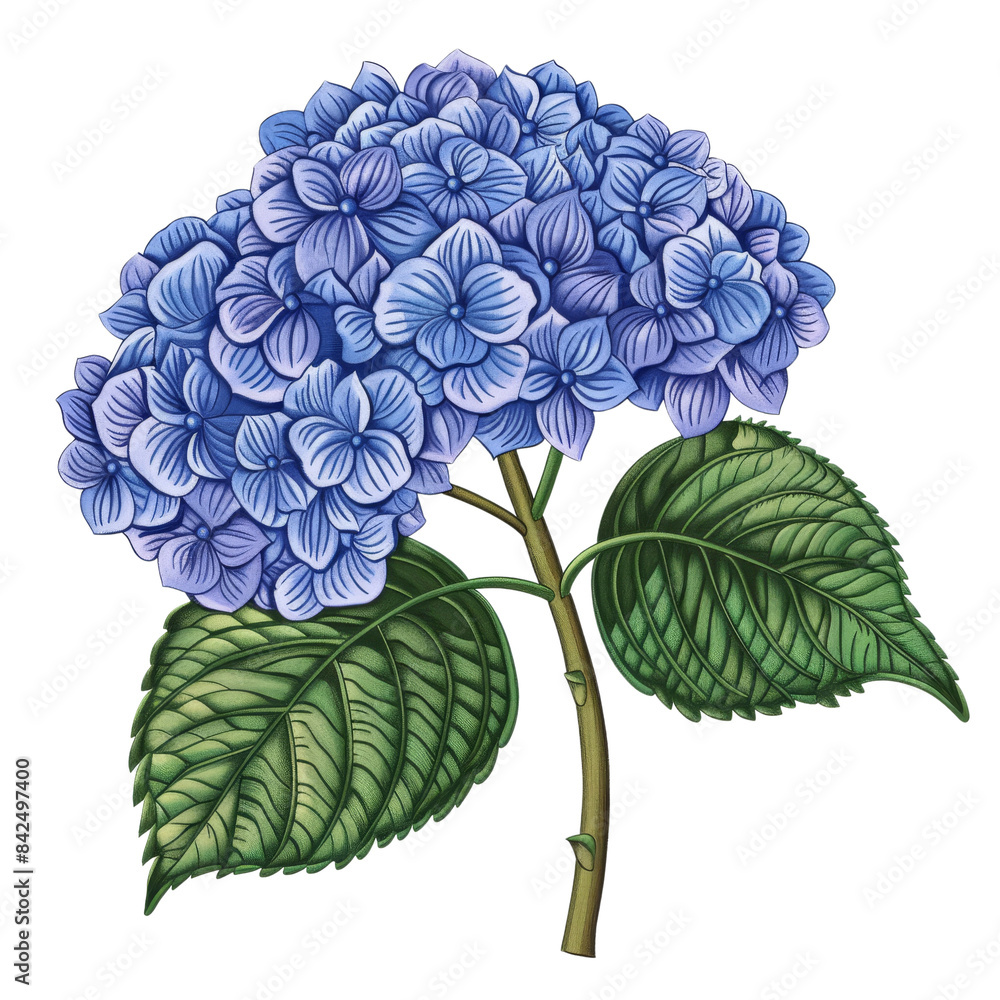 Fototapeta premium illustration of hydrangea embroidery pattern,isolated white background