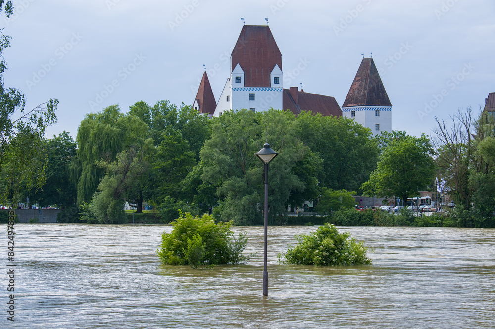 Naklejka premium Hochwasser / Überschwemmung in Ingolstadt (Donau)