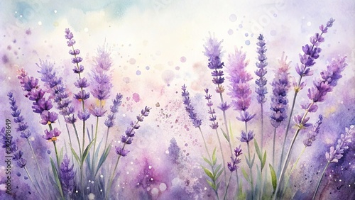 Watercolor lavender flowers with soft splashes create a romantic and elegant background perfect for wedding invitations, lavender, flowers, watercolor, splashes, background, wedding, invitation